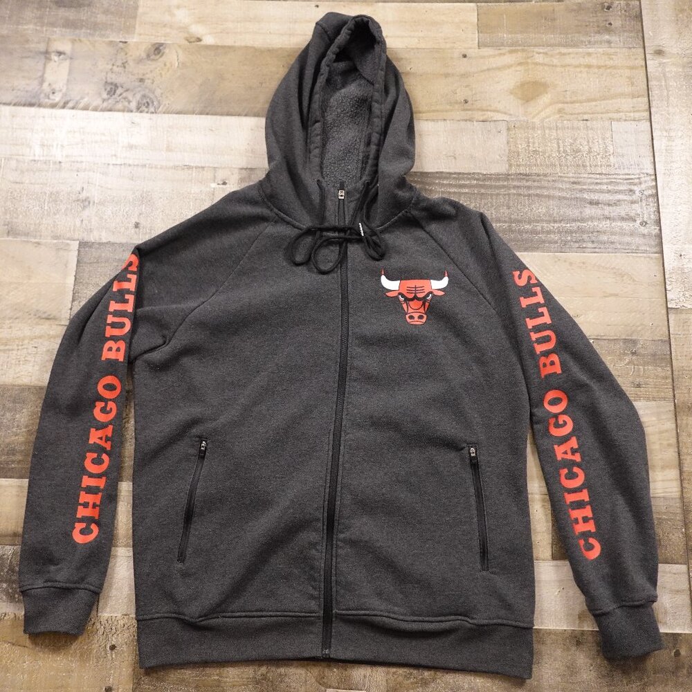 Chicago Bulls NBA Full-Zip Hoodie Sweatshirt Fleece‎ Lined XL – Dark Gray